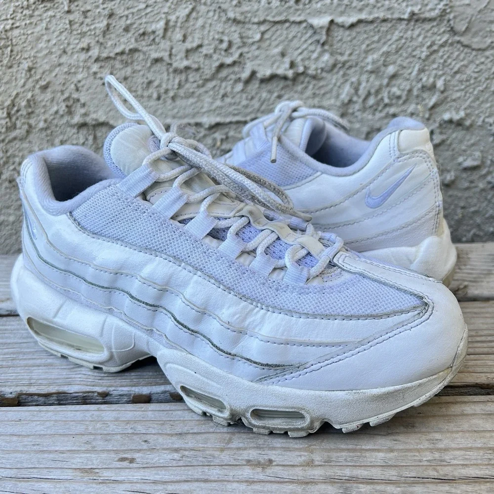 Nike Shoes Men Size 6.5Y Air Max 95 Recraft (GS) US Triple White Retro